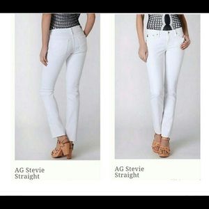 AG White Slim Straight Jeans